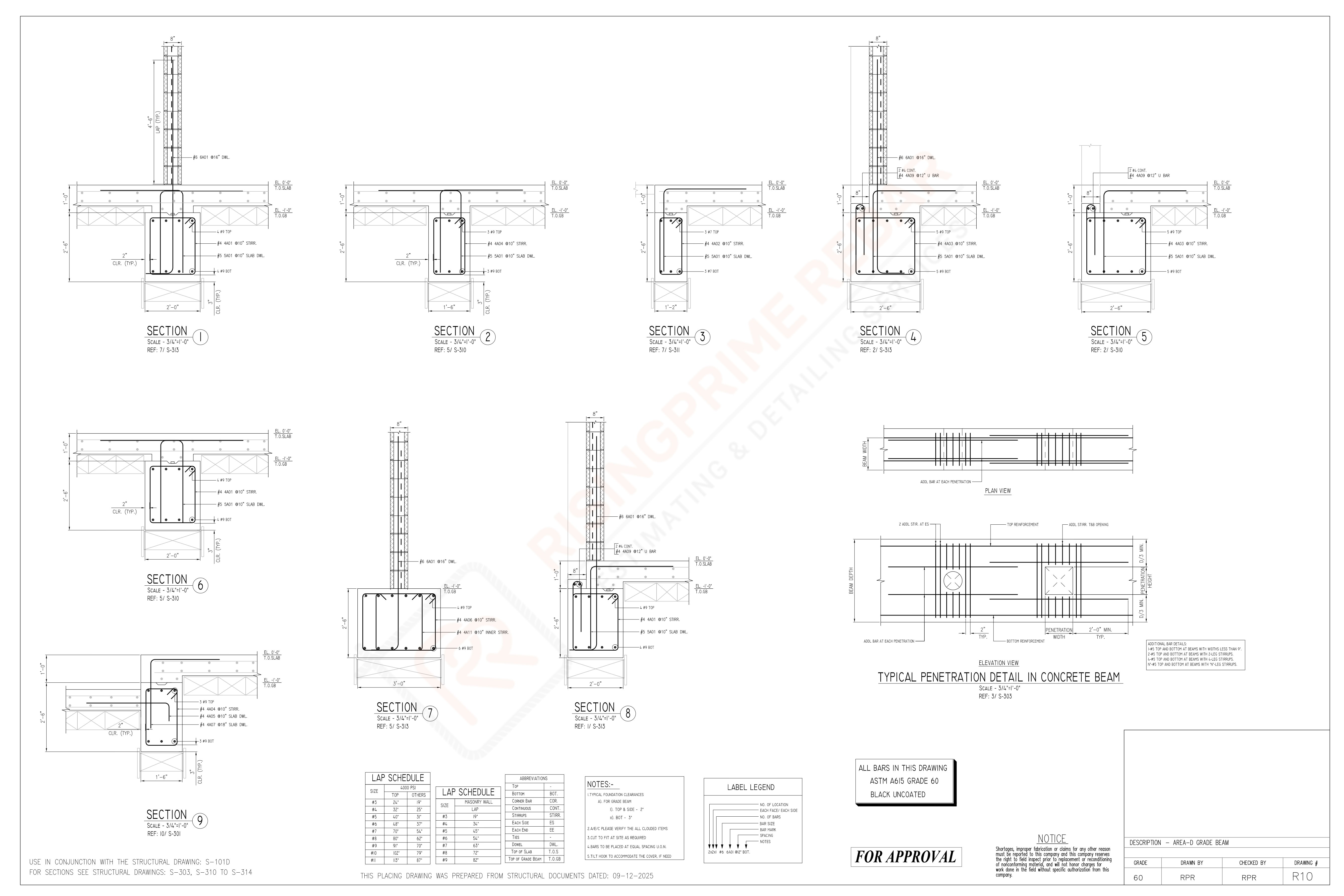 Foundation and Mat Rebar Placing Plan